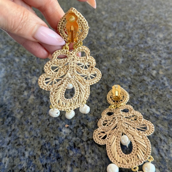 Elegant Woven Earrings with Pearl Accents - Picture 2 of 4